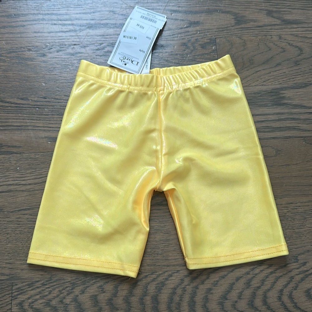 Dori Creations Yellow Metallic Bike Shorts NWT